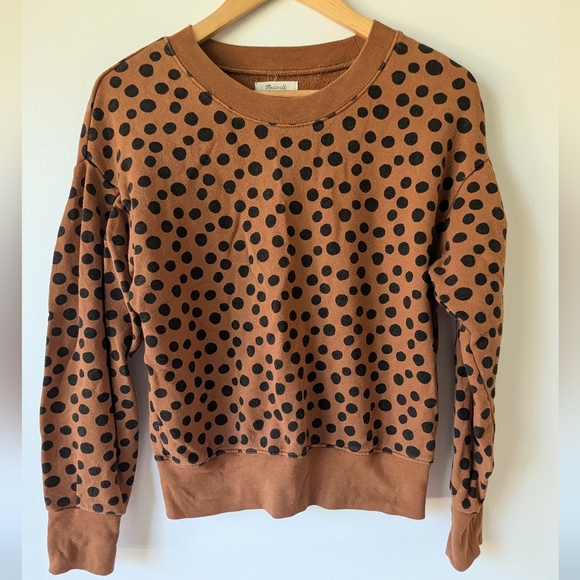 Madewell Sweaters - MADEWELL Pleat Sleeve Sweatshirt Leopard Dot